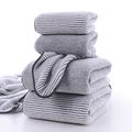 Coral Fleece Bathroom Face Towel Premium Quality Thick Washcloths Light Grey image 3