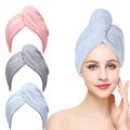 Envoltório de toalha de cabelo feminino multifuncional super absorvente turbante de cabelo seco rápido para secar o cabelo Rosa image 1