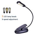 Portable 5LED Table Lamp with Clamp Flexible Gooseneck Eye-Protection Desk Lamp Black image 1