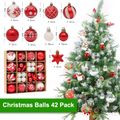 42-pack/44-pack Christmas Ball Ornaments Set with Stuffed Delicate Glittering Decorations for Xmas Tree Wreath Garland Decor Red image 1