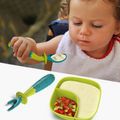 2-pack Baby Utensils Spoon Fork Set Easy Grip Bendable Self Feeding Spoons Forks Utensils Green image 2