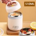 510ML Insulated Lunch Box Stainless Steel Hot Food Jar with Spoon for School Office Picnic Travel Outdoors Beige image 1