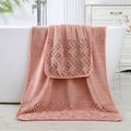 Thick Coral Fleece Bath Towels Letter Hollow Out Soft Absorbent Towels Bath Blankets Light Pink image 2