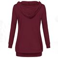 Stylish Plaid Long-sleeve Nursing Hoodie Burgundy image 2