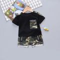 2pcs Camouflage Print Short-sleeve Baby Set Black