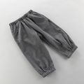 2-piece Toddler Girl/Boy Button Deign Plaid Hoodie and Elasticized Solid Gray Corduroy Pants Set Red image 5