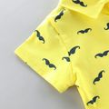 2pcs Moustache Pattern Polo Collar Short-sleeve Baby Set Yellow
