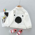 Toddler Girl/Boy Pocket Design Bear Print Button Design Denim Jacket White