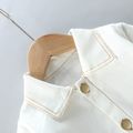 Toddler Girl/Boy Pocket Design Bear Print Button Design Denim Jacket White