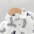 2-piece Toddler Boy Feather Print Button Design Shirt and Solid Pants Set White