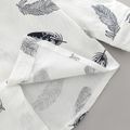 2-piece Toddler Boy Feather Print Button Design Shirt and Solid Pants Set White