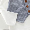 2-piece Toddler Boy Necktie Design Faux-two Top and Plaid Pants Party Set Grey