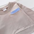 2-piece Toddler Girl/Boy Letter Print Faux-two Pullover and Patchwork Pants Set Khaki image 3