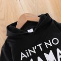 2-piece Toddler Boy Letter Print Hoodie Sweatshirt and Ripped Denim Jeans Set Black