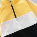 2-piece Toddler Boy Colorblock Zipper Stand Collar Sweatshirt and Pants Casual Set Yellow