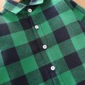 St. Patrick's Day Toddler Boy Lapel Collar Long-sleeve Green Plaid Shirt Green
