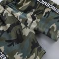 2pcs Toddler Boy Casual Camouflage Print Bag Design Tee & Letter Print Shorts Set White