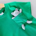 2pcs Toddler Boy Playful Bear Doll Pocket Design Tee and Ripped Denim Shorts Set Green image 4