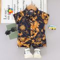 100% Cotton 2pcs Baby Boy Allover Print Short-sleeve Button Up Shirt and Shorts Set Tibetanblue image 1