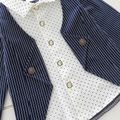 2pcs Toddler Boy Gentleman Suit, Faux-two Polka dots Stripe Shirt and Pants Set Dark Blue image 5