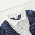 2pcs Toddler Boy Gentleman Suit, Faux-two Polka dots Stripe Shirt and Pants Set Dark Blue image 4