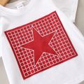2pcs Toddler Boy Preppy Style Red Stars Print Cotton Tee and Shorts Set Red image 4