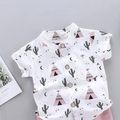 2pcs Baby Boy 95% Cotton Short-sleeve All Over Cactus Print Button Up Shirt and Solid Shorts Set Pink image 3