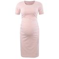 Casual Striped Short-sleeve Maternity Dress Pink