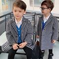 Toddler Boy/Girl Lapel Collar Houndstooth Coat Black/White