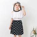 Toddler Girl Polka dots Flounce Cold Shoulder Chiffon Dress Black&White