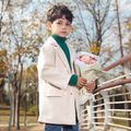 Toddler Boy Lapel Collar Button Design Longline Overcoat Beige