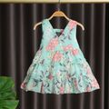 Baby / Toddler Girl Pretty Floral Print Layered Dresses Green