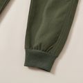 Kid Boy Solid Color Textured Hoodie Sweatshirt/ ocket Design Cotton Cargo Pants Army green image 5