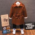 Toddler Boy Classic Double Breasted Lapel Collar Blend Coat Brown image 2