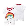 100% Cotton Letter and Rainbow Print Short-sleeve White Baby Romper White image 5