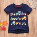 Lovely Tractors Print Short-sleeve Tee for Baby and Toddler Boys Blue