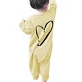 Heart Print Long-sleeve Baby Jumpsuit Yellow