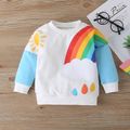 Baby / Toddler Cute Sun Rainbow Print Long-sleeve Pullover White