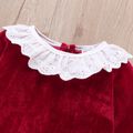 1pc Baby Girl Long-sleeve Cotton  Retro Dress Burgundy