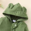 Baby Girl/Boy Solid Color Zipper Ear Design Hooded Long-sleeve Jumpsuit Turquoise