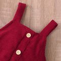 3pcs Baby Girl All Over Floral Print Long-sleeve Romper and Solid Corduroy Overall Dress Set Burgundy