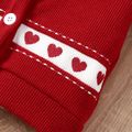 2pcs Baby Girl Red Love Heart Pattern Long-sleeve Knitted Cardigan and Sleeveless Dress Set Red