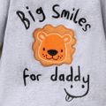 Baby Boy/Girl Cartoon Lion and Letter Embroidered Long-sleeve Jumpsuit Grey
