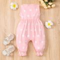 Baby Girl Allover Polka Dots Sleeveless Jumpsuit Pink image 3