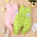 Baby Girl Allover Polka Dots Sleeveless Jumpsuit Pink