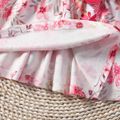 Baby Girl 3D Applique Design Allover Pink Floral Print Long-sleeve Ruffle Dress Pink