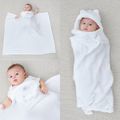 Baby Hooded Sleeping Wrap Swaddle Blanket Quilt Newborn Receiving Blanket Infant Bedding Creamy White image 2