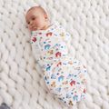 100% algodão impressão dos desenhos animados cobertor para recém-nascidos, saco de dormir para bebês, cobertor de embrulho Branco image 4