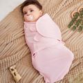 2-pack 100% Cotton Newborn Receiving Blanket Baby Sleeping Bag Swaddles Wrap Blanket & Beanie Hat Set Light Pink image 1
