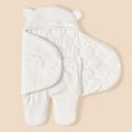 Baby Swaddling Blanket Solid Color Newborn Flannel 3D Ear Design Blanket Swaddle Wrap Sleeping Bag White image 1